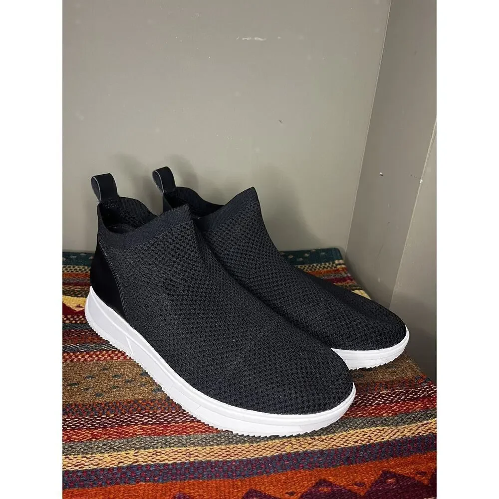 Fitflop mens High Top Knit Black Casual Comfort Pull On Sneakers Size 13